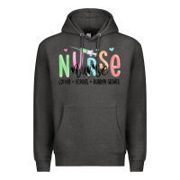 Charcoal Heather coffee scrubs rubber gloves nurse Premium Hoodie - MaliasSmallBusiness