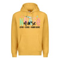 Mustard coffee scrubs rubber gloves nurse Premium Hoodie - MaliasSmallBusiness