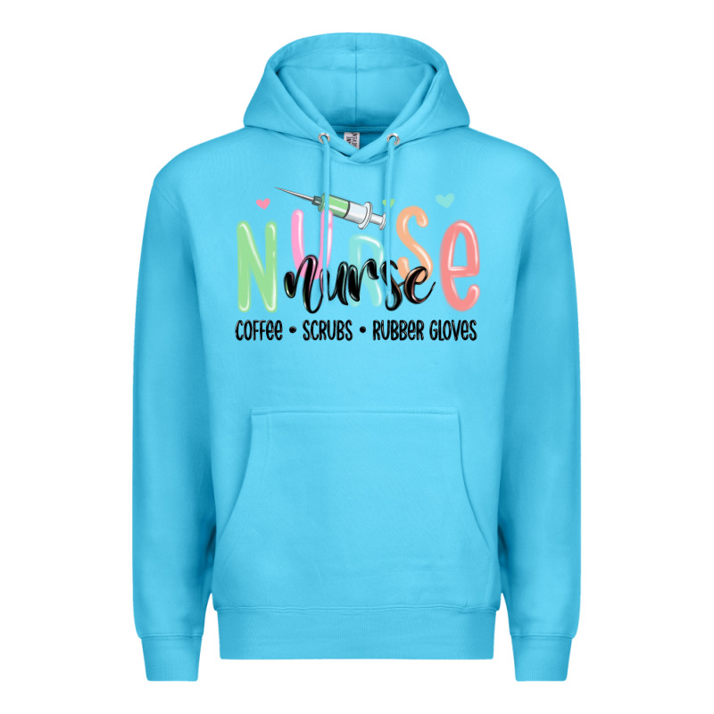 Coffee Scrubs Rubber Gloves Nurse Premium Hoodie by MaliasSmallBusiness | Teevron