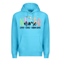 Ocean Blue coffee scrubs rubber gloves nurse Premium Hoodie - MaliasSmallBusiness