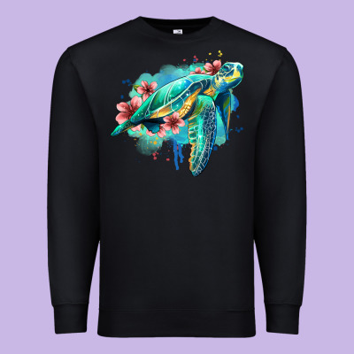 Floral Turtle Premium Sweatshirt Designed By Jasminsmagicworld