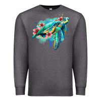 Charcoal Heather floral turtle Premium Sweatshirt - Jasminsmagicworld