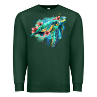 Sports Green floral turtle Premium Sweatshirt - Jasminsmagicworld