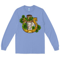 St Patricks Day Goat Horseshoe Shamrock Long Sleeve Tee | Teevron