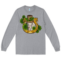 Heather Grey st patricks day goat horseshoe shamrock Long Sleeve Tee - RanaPortraitStore