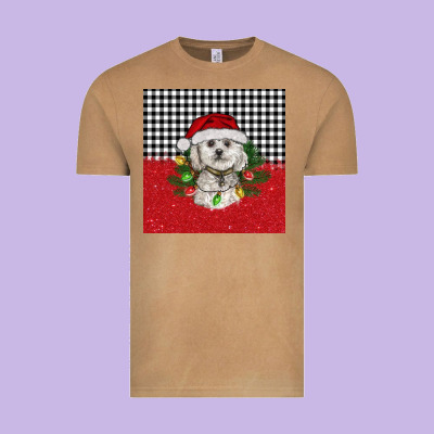 Christmas Bichon Frise Dog Vintage Tee Designed By Barkaloodesign