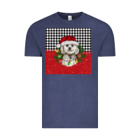 Vintage Denim Christmas Bichon frise dog Vintage Tee - BarkalooDesign