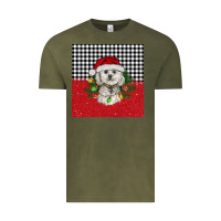 Vintage Olive Christmas Bichon frise dog Vintage Tee - BarkalooDesign