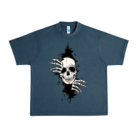 Midnight Navy skull in the wall file Urban Heavy Tee - MaliasSmallBusiness