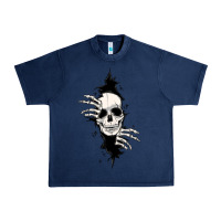 Navy skull in the wall file Urban Heavy Tee - MaliasSmallBusiness