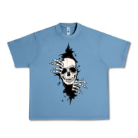 Pebble Blue skull in the wall file Urban Heavy Tee - MaliasSmallBusiness