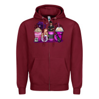 Burgundy wednesday coffee cups Zipper Hoodie - Zillion Design Studio