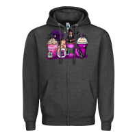 Charcoal Heather wednesday coffee cups Zipper Hoodie - Zillion Design Studio