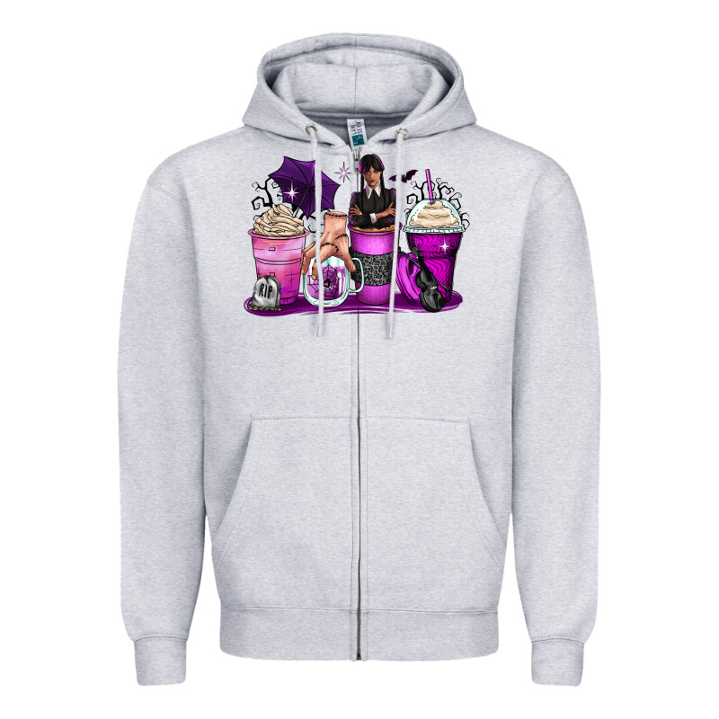 Wednesday Coffee Cups Zipper Hoodie by Zillion Design Studio | Teevron