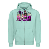Seafoam wednesday coffee cups Zipper Hoodie - Zillion Design Studio