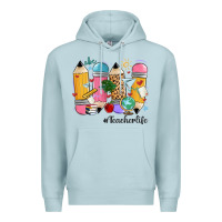 Blue Mist teacher life pencils Premium Hoodie - MaliasSmallBusiness