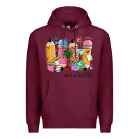 Burgundy teacher life pencils Premium Hoodie - MaliasSmallBusiness