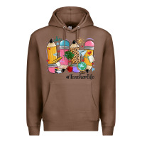 Chestnut teacher life pencils Premium Hoodie - MaliasSmallBusiness