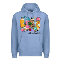 Colony Blue teacher life pencils Premium Hoodie - MaliasSmallBusiness