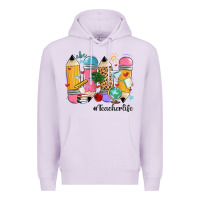 Lilac teacher life pencils Premium Hoodie - MaliasSmallBusiness