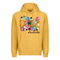 Mustard teacher life pencils Premium Hoodie - MaliasSmallBusiness