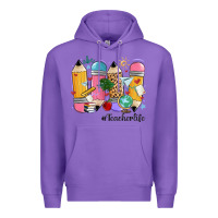 Purple teacher life pencils Premium Hoodie - MaliasSmallBusiness