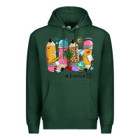 Sports Green teacher life pencils Premium Hoodie - MaliasSmallBusiness