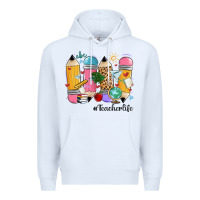 White teacher life pencils Premium Hoodie - MaliasSmallBusiness