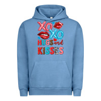 Pigment Pebble Blue xo xo hugs and kisses Urban Hoodie - NancyCooperArtShop