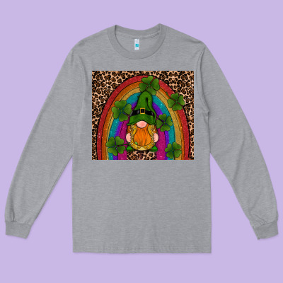 St Patricks Day Gnomes Shamrock Rainwow Long Sleeve Tee Designed By Ranaportraitstore