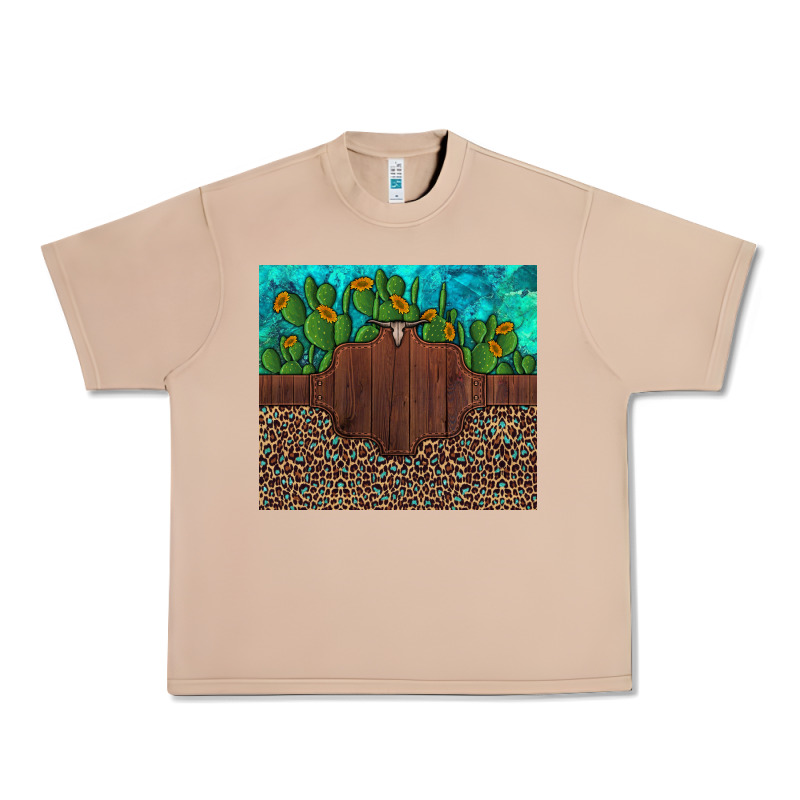 Custom Cactus And Sunflowers Leopard Turquoise Urban Heavy Tee by Artiststas | Teevron