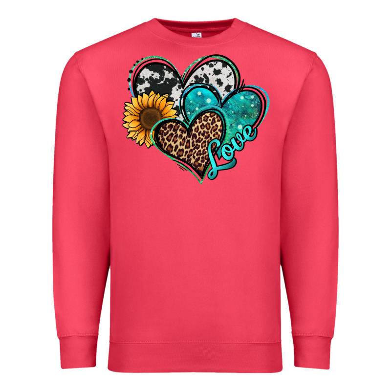 Turquoise Sunflower Hearts Premium Sweatshirt by Jasminsmagicworld | Teevron