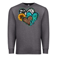 Charcoal Heather turquoise sunflower hearts Premium Sweatshirt - Jasminsmagicworld