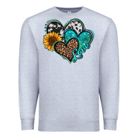 Heather Grey turquoise sunflower hearts Premium Sweatshirt - Jasminsmagicworld