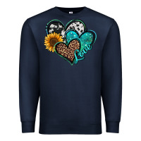 Navy turquoise sunflower hearts Premium Sweatshirt - Jasminsmagicworld