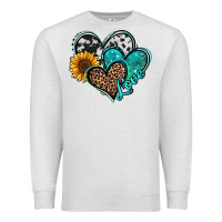 Oatmeal Heather turquoise sunflower hearts Premium Sweatshirt - Jasminsmagicworld