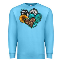 Ocean Blue turquoise sunflower hearts Premium Sweatshirt - Jasminsmagicworld