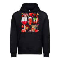 Black valentines day wine glasses Urban Hoodie - NancyCooperArtShop