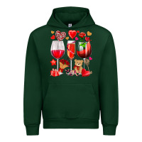 Forest Green valentines day wine glasses Urban Hoodie - NancyCooperArtShop