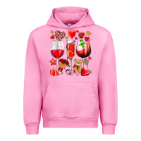 Fuchsia Pink valentines day wine glasses Urban Hoodie - NancyCooperArtShop