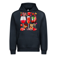 Navy valentines day wine glasses Urban Hoodie - NancyCooperArtShop