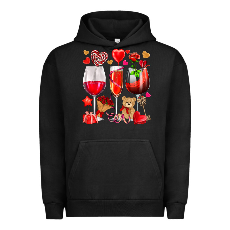 Valentines Day Wine Glasses Urban Hoodie by NancyCooperArtShop | Teevron