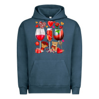 Pigment Midnight Navy valentines day wine glasses Urban Hoodie - NancyCooperArtShop