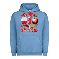 Pigment Pebble Blue valentines day wine glasses Urban Hoodie - NancyCooperArtShop