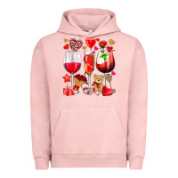 Pigment Salmon valentines day wine glasses Urban Hoodie - NancyCooperArtShop