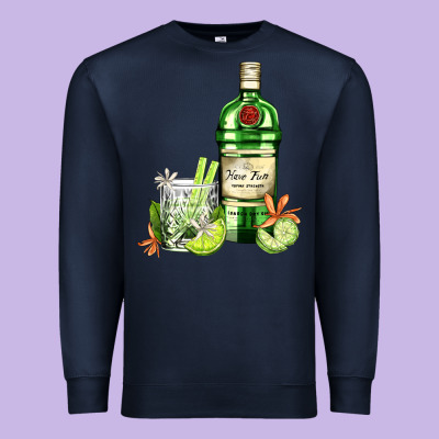 Gin Tonic Bottle And Cocktail Premium Sweatshirt Designed By Adodesignshop