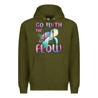 Army Green go with flow turtle Premium Hoodie - MaliasSmallBusiness