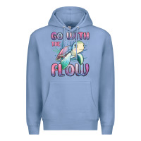 Colony Blue go with flow turtle Premium Hoodie - MaliasSmallBusiness