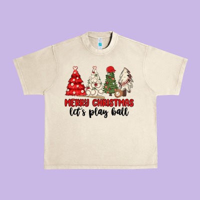 Urban Heavy Tee merry christmas let s play ball baseball