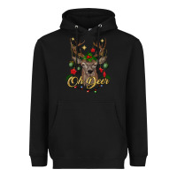 Black oh deer Christmas Heavyweight Hoodie - BundleAndBundleShop